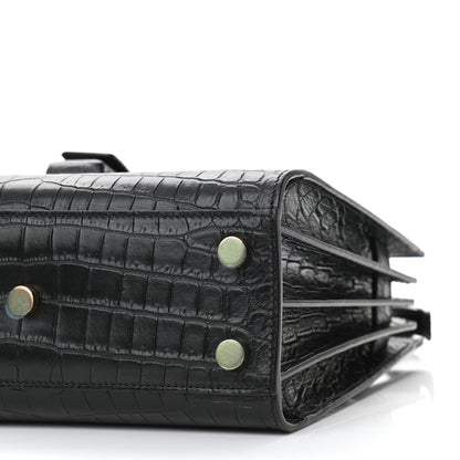 Saint Laurent Calfskin Crocodile Embossed Nano Sac De Jour Black 10 of 10