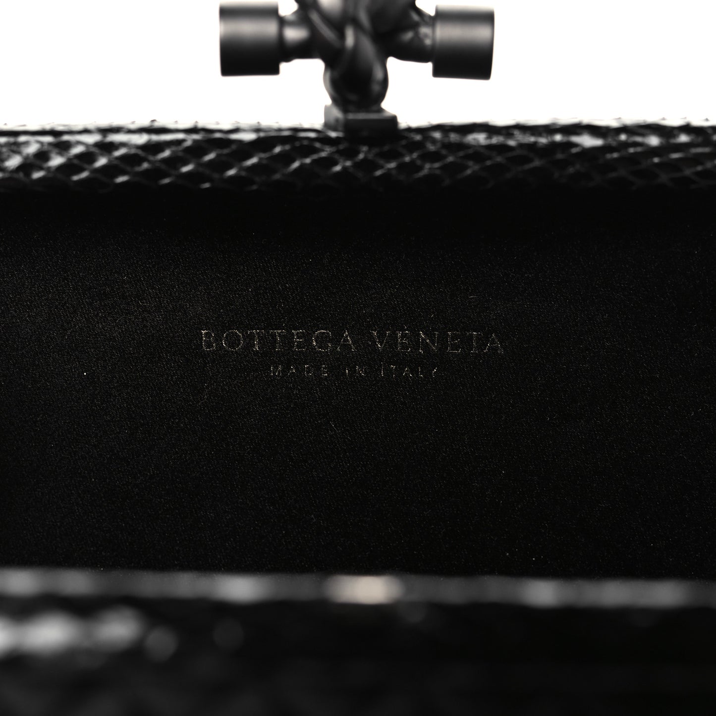 Satin Intreccio Impero Ayers Knot Clutch Black
