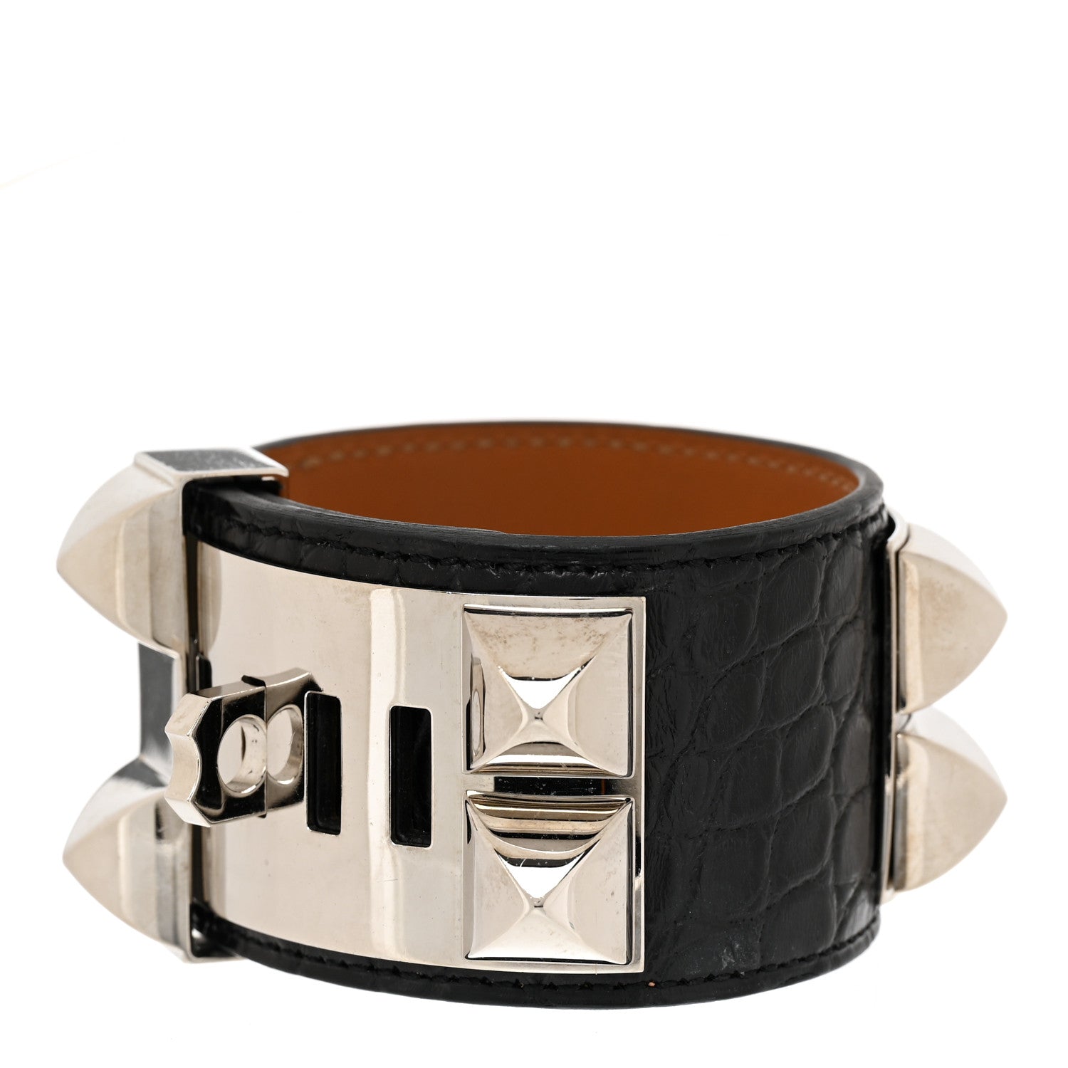 Hermes Matte Alligator Collier De Chien CDC Bracelet S Black 3 of 7