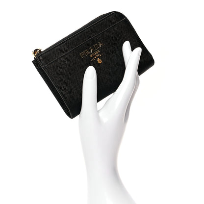 Prada Saffiano Metal Zip Around Keychain Black 2 of 7