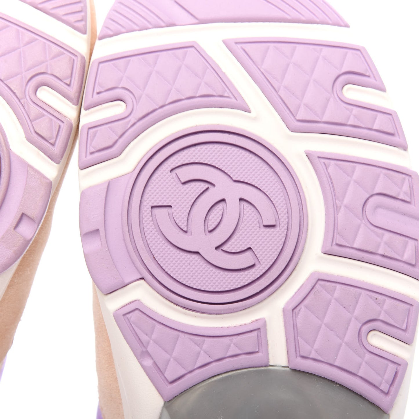 Nylon Lambskin Suede Calfskin CC Sneakers 39.5 Green Purple Pink
