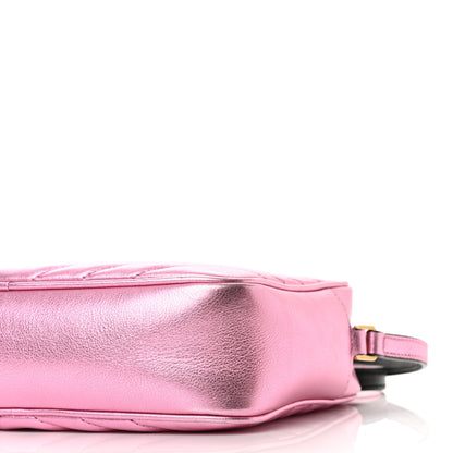 Saint Laurent Metallic Calfskin Matelasse Monogram Lou Camera Bag Vegas Pink 10 of 12