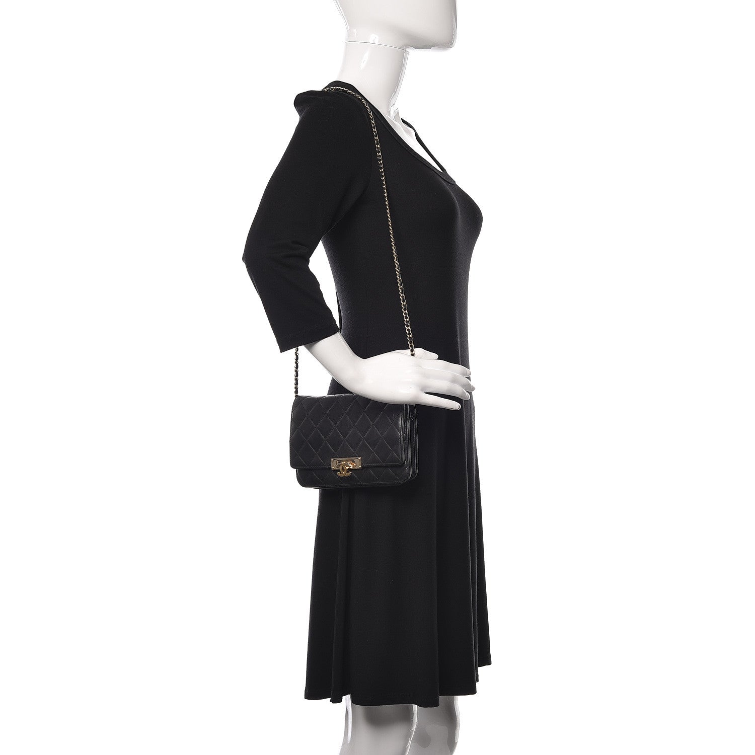 Chanel Lambskin Quilted Golden Class Wallet on Chain WOC Black 3 of 39