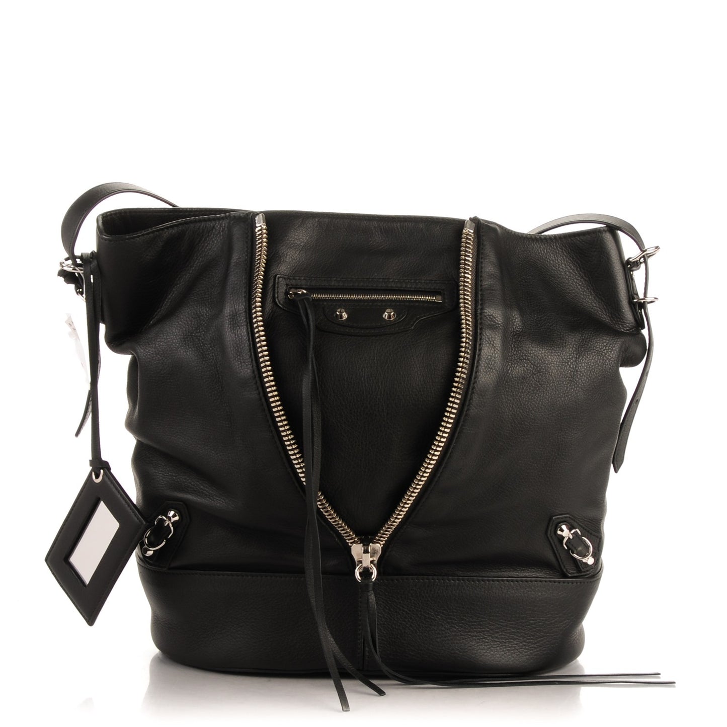 Veau Papier Classic Hardware Drop Bucket Bag Black