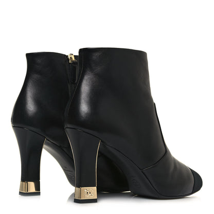 Chanel Lambskin Grosgrain Cap Toe Short Ankle Boots 41 Black 4 of 10