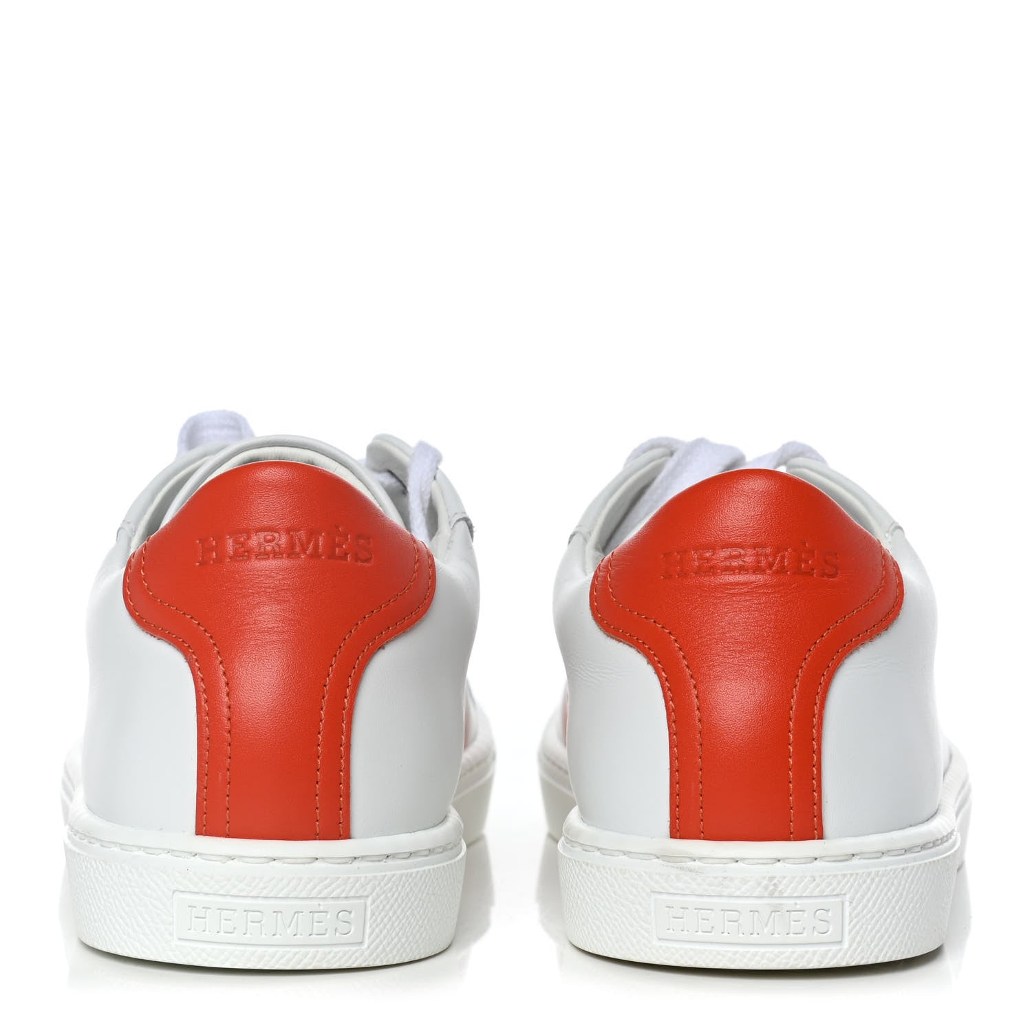 Hermes Calfskin Womens Advantage Sneakers 36.5 White Orange 5 of 11