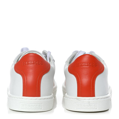 Hermes Calfskin Womens Advantage Sneakers 36.5 White Orange 5 of 11