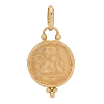 Temple St. Clair 18K Yellow Gold 16mm Angel Pendant 1 of 4