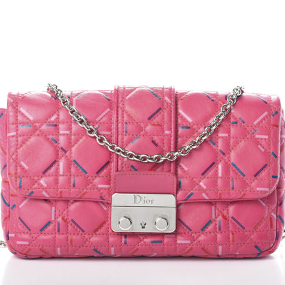 Christian Dior Lambskin Cannage Printed Miss Dior Promenade Pouch Fuchsia Multicolor 8 of 9