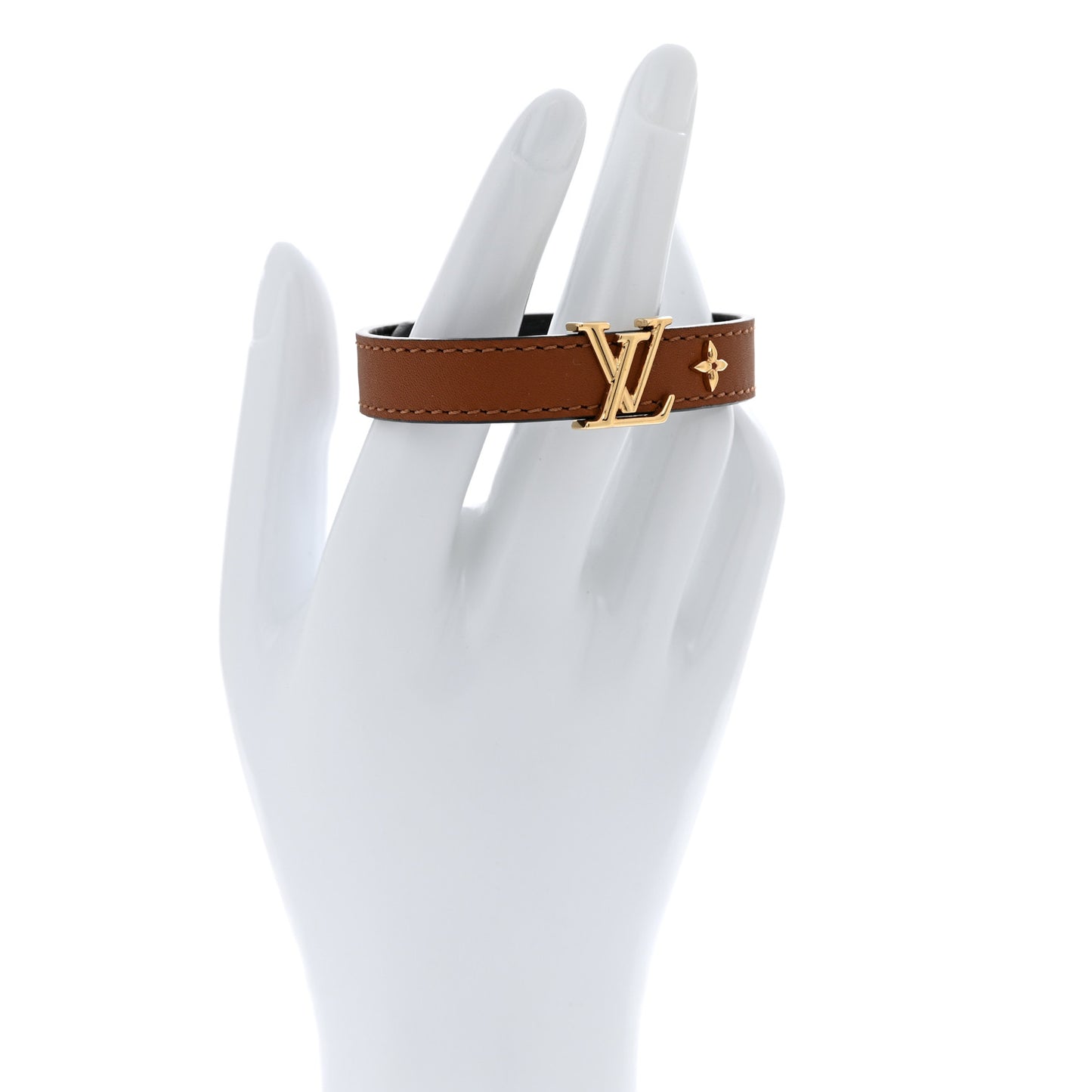 Calfskin LV Iconic Bracelet 17 Tan