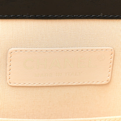 Chanel Glazed Calfskin Raffia Vanity Case Bag Black Beige 6 of 10