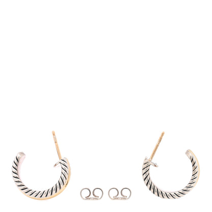 David Yurman Sterling Silver 14K Yellow Gold 16mm Cable Classics Hoop Earrings 3 of 4