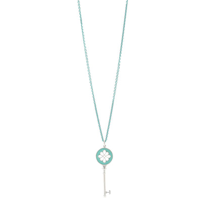 Tiffany Sterling Silver Enamel Knot Key 1.75mm Chain Necklace Blue 30" 1 of 3