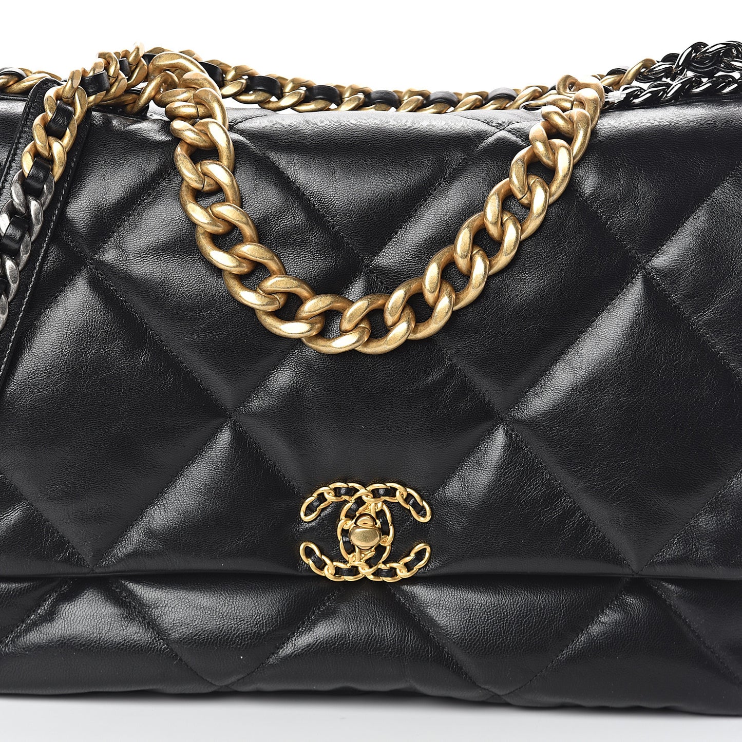Goatskin Quilted Maxi 19 Flap Black