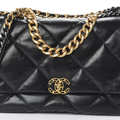 Chanel Goatskin Quilted Maxi 19 Flap Black 7 of 9