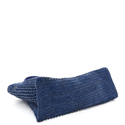 Chloe Raffia Summer Banana East West Tote Ashes Blue 4 of 9