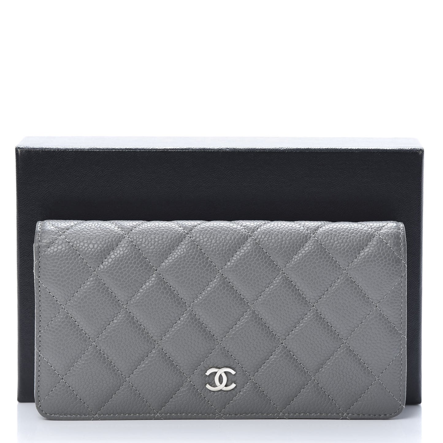 Caviar Quilted Yen Wallet Grey