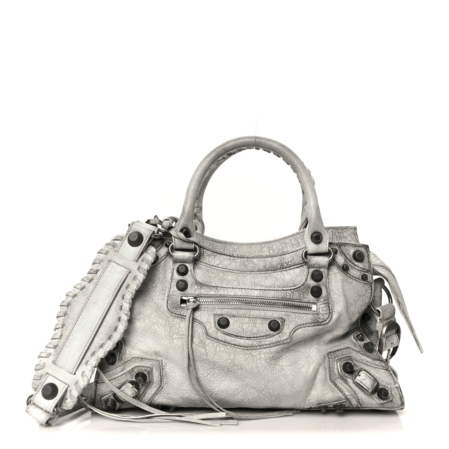Balenciaga Agneau Arena Dirty Effect Arena Small Neo Cagole City Handbag Optic White 1 of 11