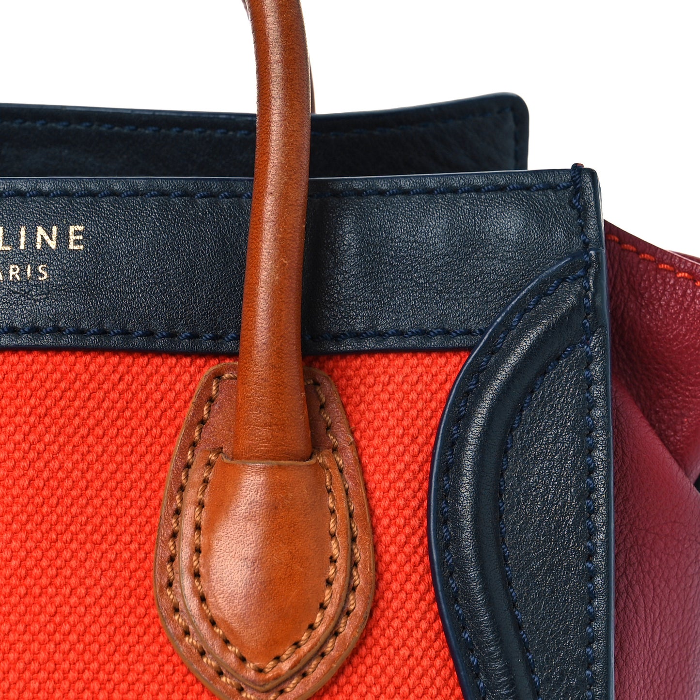 Calfskin Linen Nano Tri-Color Luggage Poppy