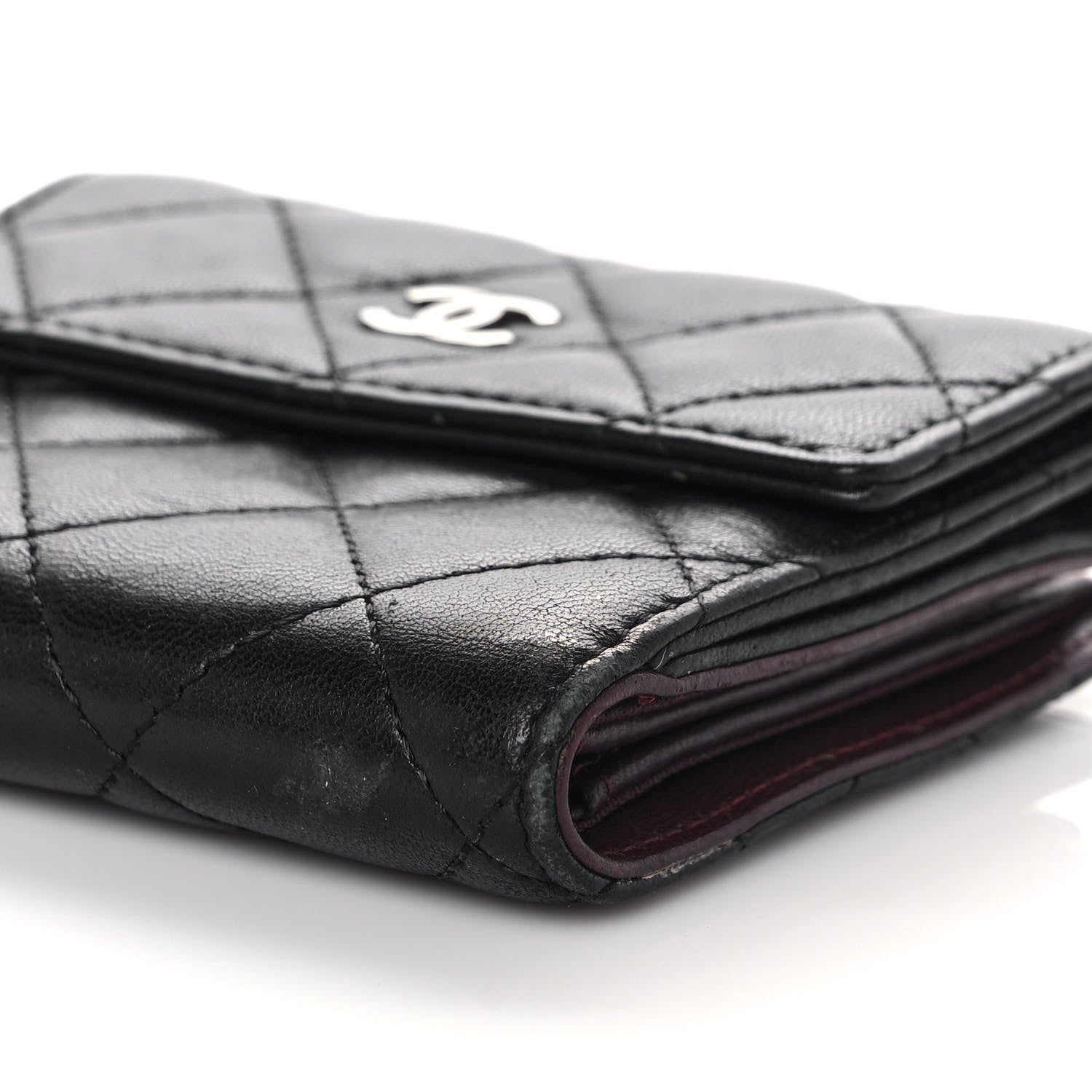 Chanel Lambskin Quilted Compact French Flap Wallet Black 8 of 11