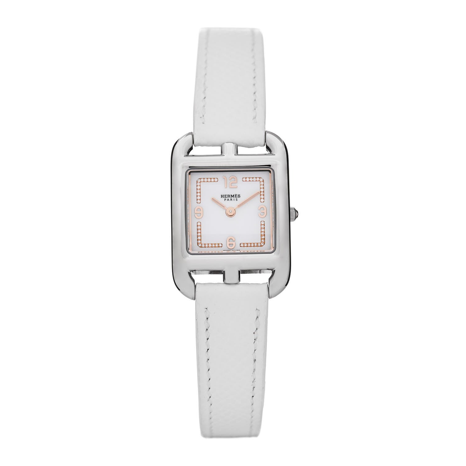 Hermes Stainless Steel Epsom Diamond 23mm Cape Cod Quartz Watch Blanc 1 of 5