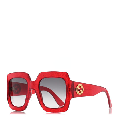 Gucci Acetate Square Frame Sunglasses GG0053S Glitter Red 1 of 7