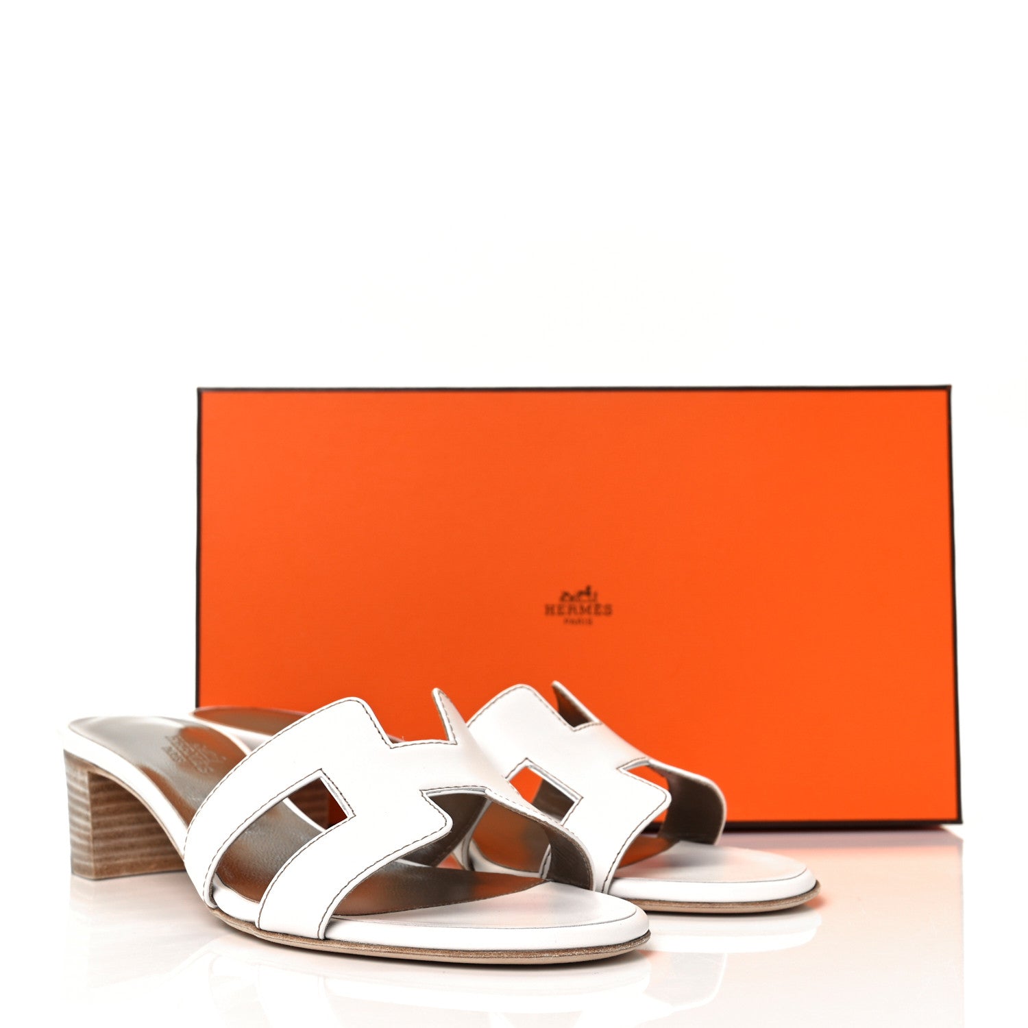 Hermes Calfskin Oasis Sandals 37.5 White 8 of 8