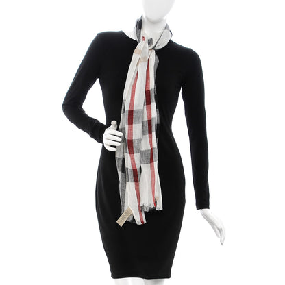 Burberry Linen Giant Check Lightweight Scarf Ivory 2 of 6