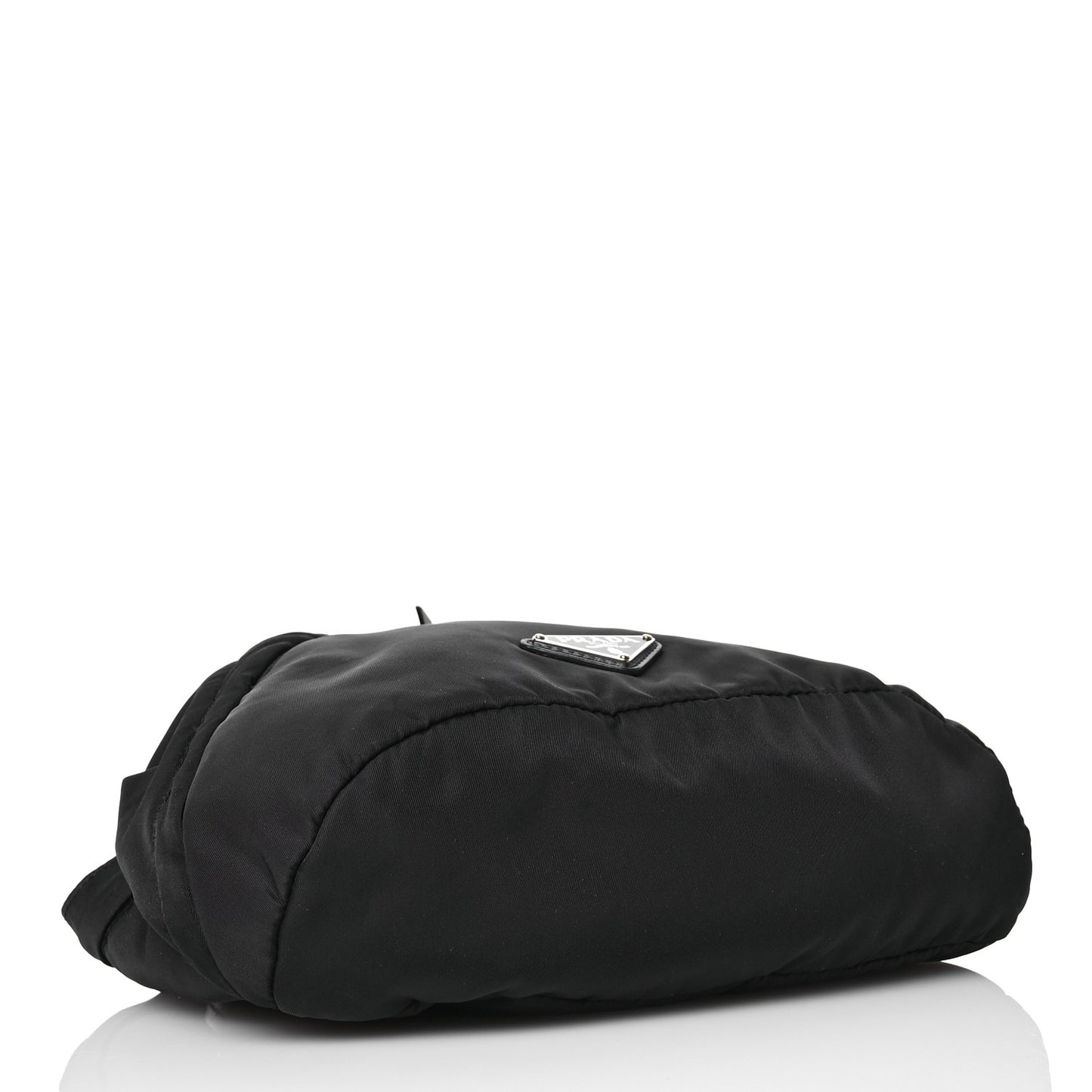 Re-Nylon Vitello Metal Triangle Logo Sling Backpack Black