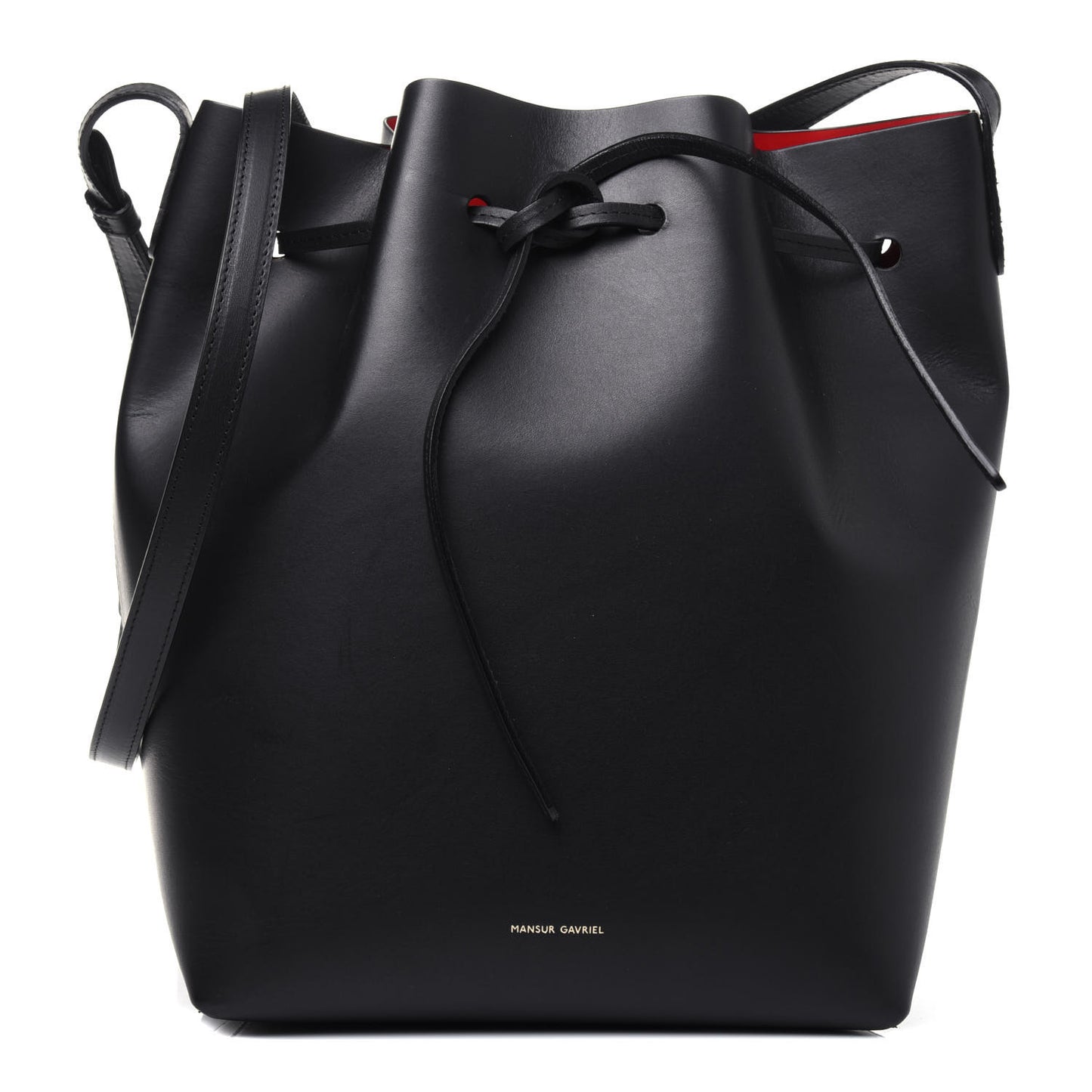 Vegetable Tanned Calfskin Bucket Bag Black Flamma
