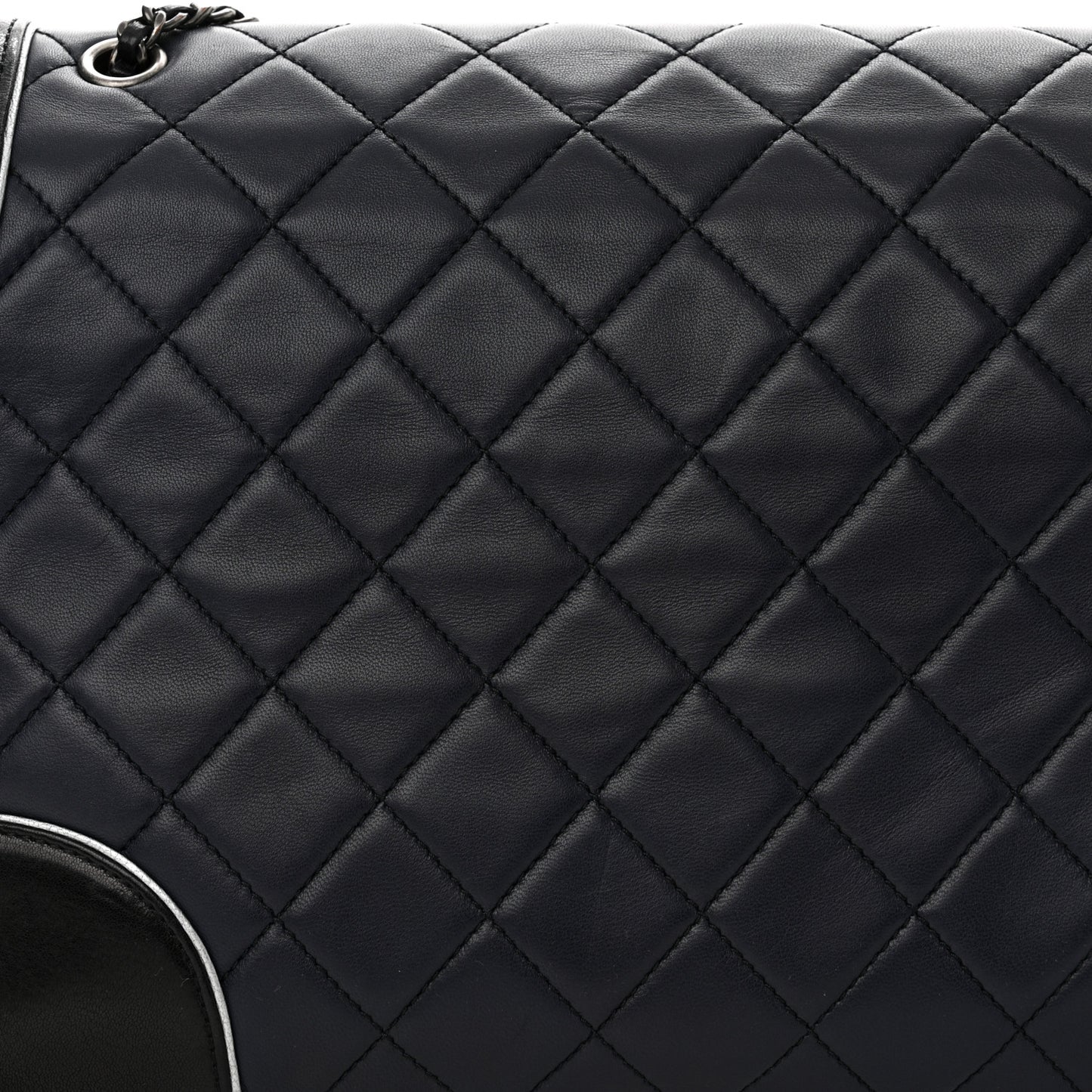 Calfskin Quilted Bi-Color Jumbo Flap Blue Black