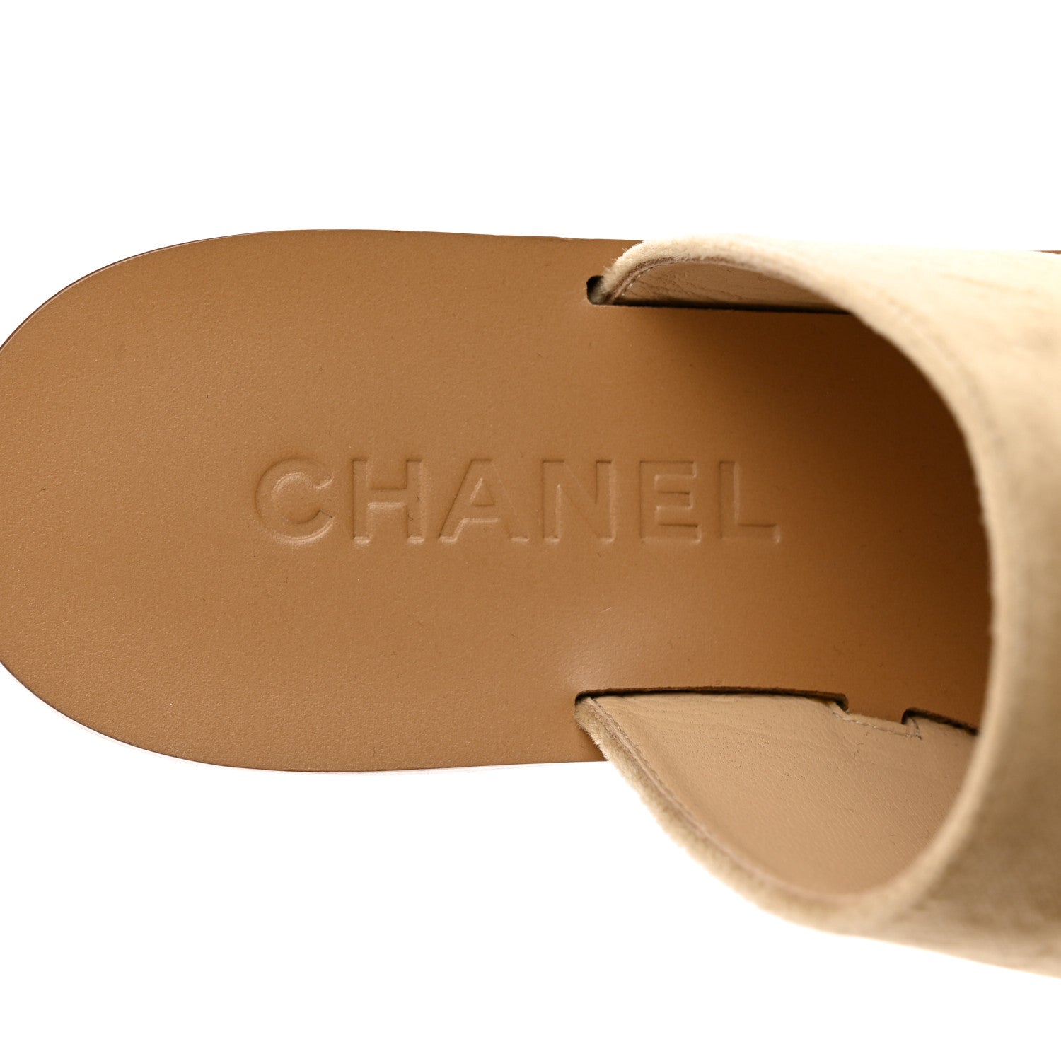 Chanel Velvet Chain Mule Sandals 36.5 Beige 7 of 9