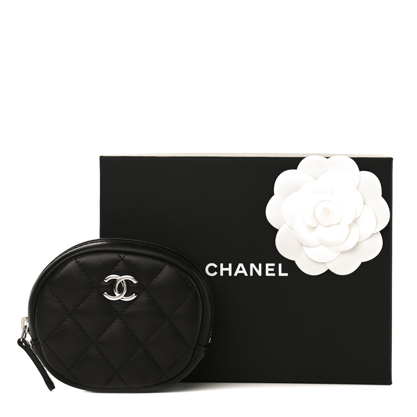 Lambskin Quilted Zip Around Classic Coin Purse Black