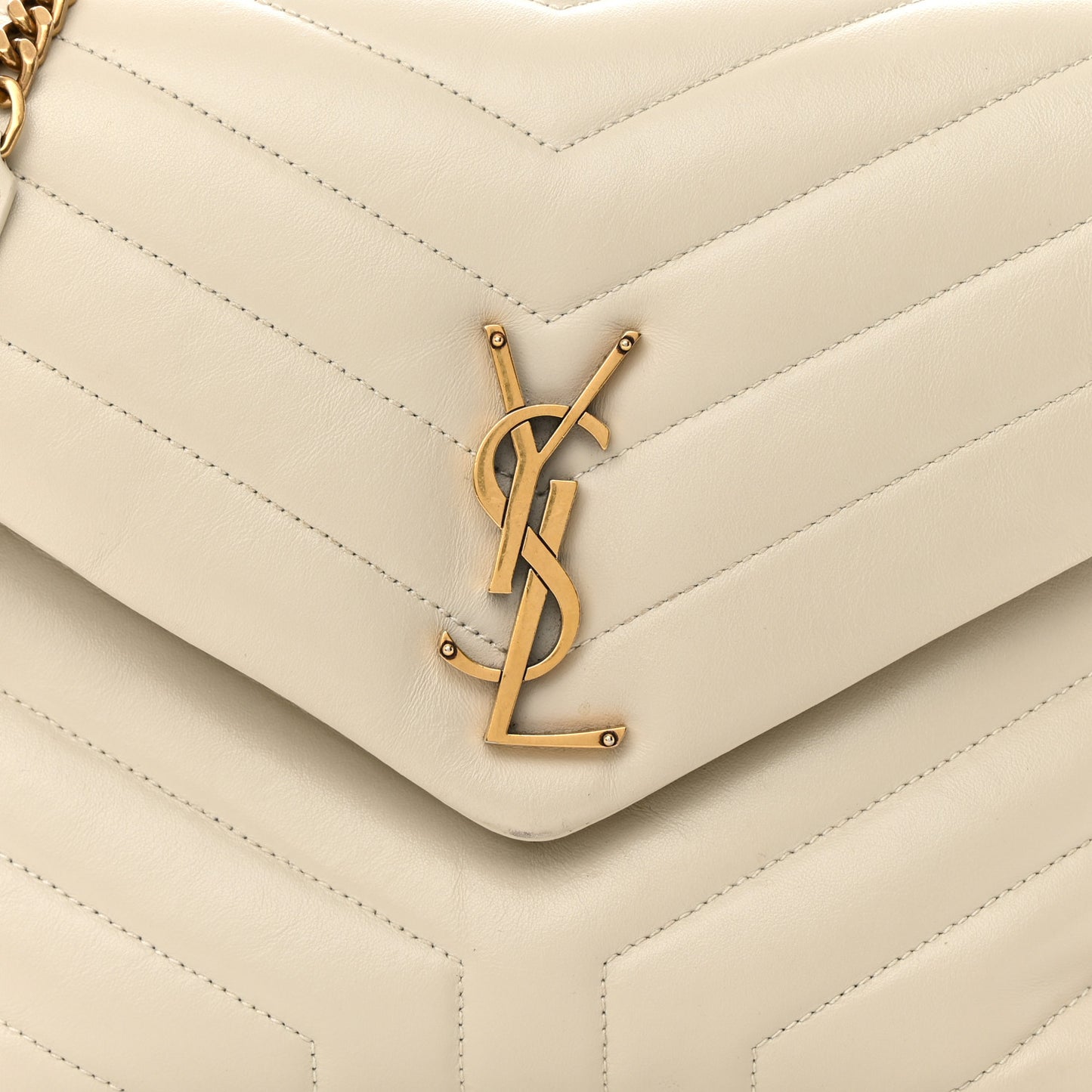Calfskin Y Quilted Monogram Medium Loulou Chain Satchel Crema Soft