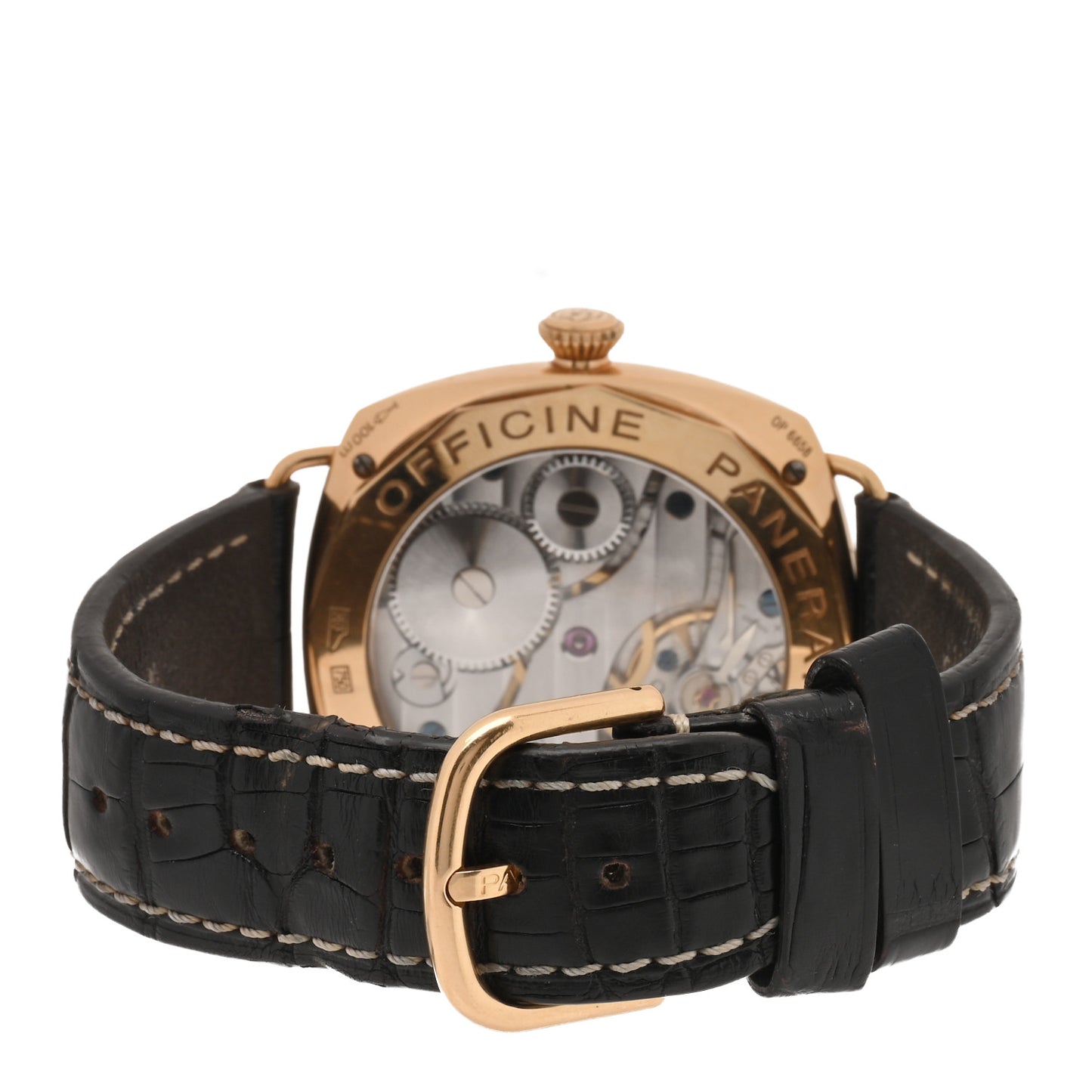18K Rose Gold Alligator 45mm Radiomir Manual Winding Watch Black PAM00231