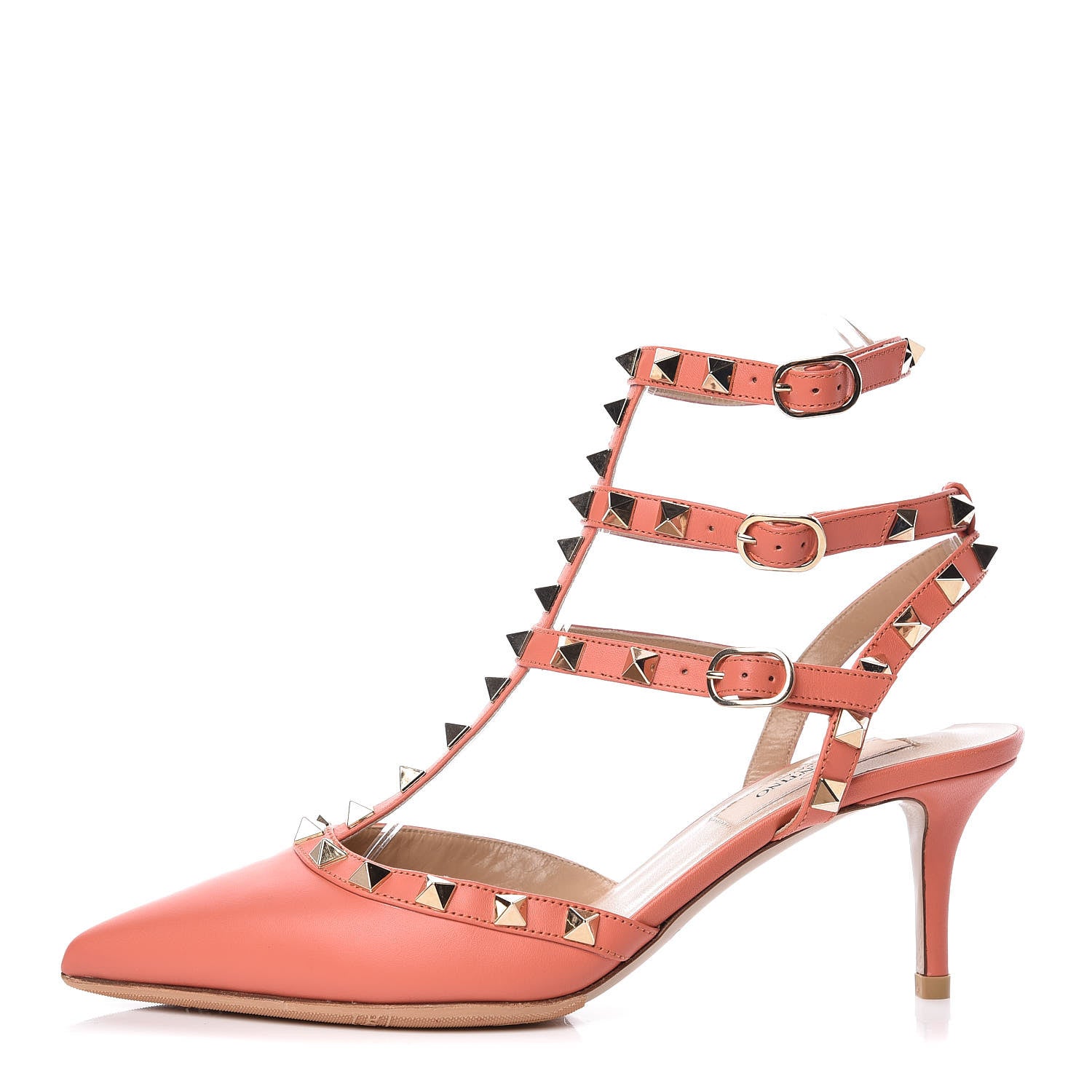 Valentino Garavani Nappa Rockstud Ankle Strap 65mm Pumps 36 Coral 1 of 14