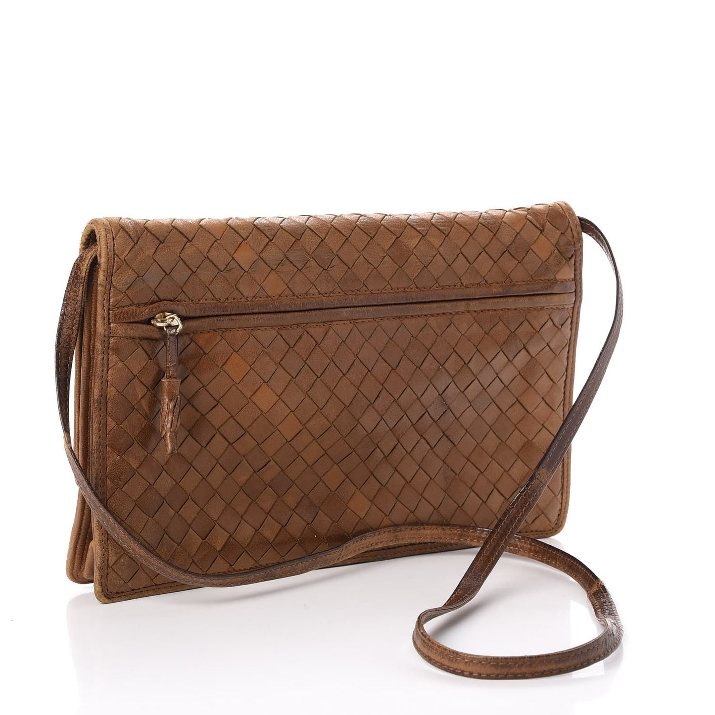 Nappa Intrecciato Flap Bag Noce