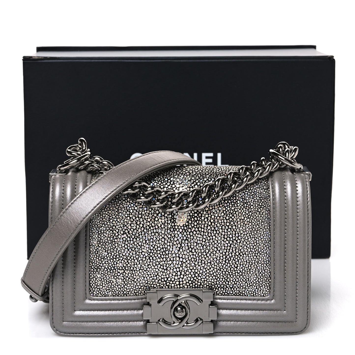 Galuchat Stingray Small Boy Flap Silver