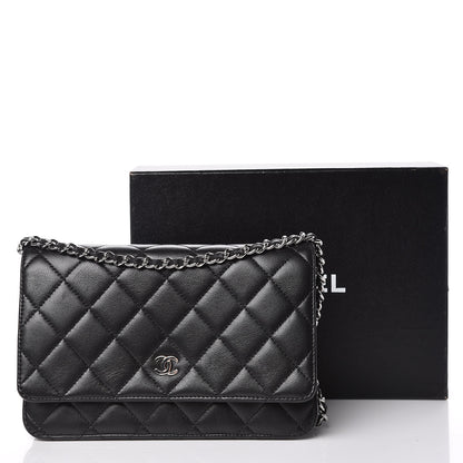 Chanel Lambskin Quilted Wallet On Chain WOC Black 11 of 11
