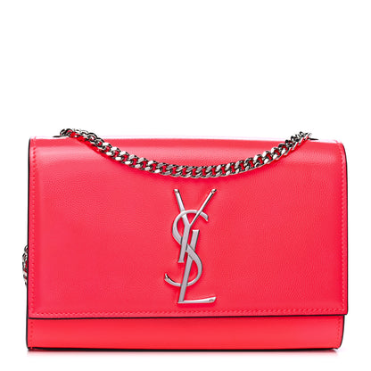 Saint Laurent Patent Grain de Poudre Small Monogram Kate Satchel Neon Pink 1 of 4