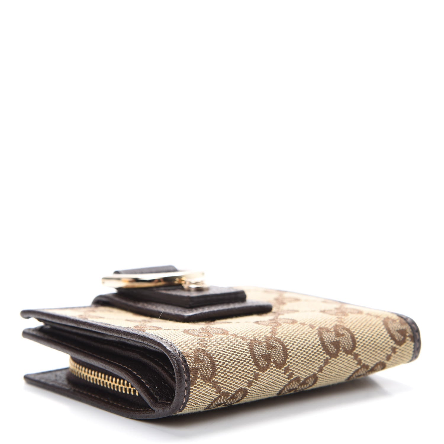 Gucci Monogram D Ring Compact Wallet Dark Brown 3 of 9