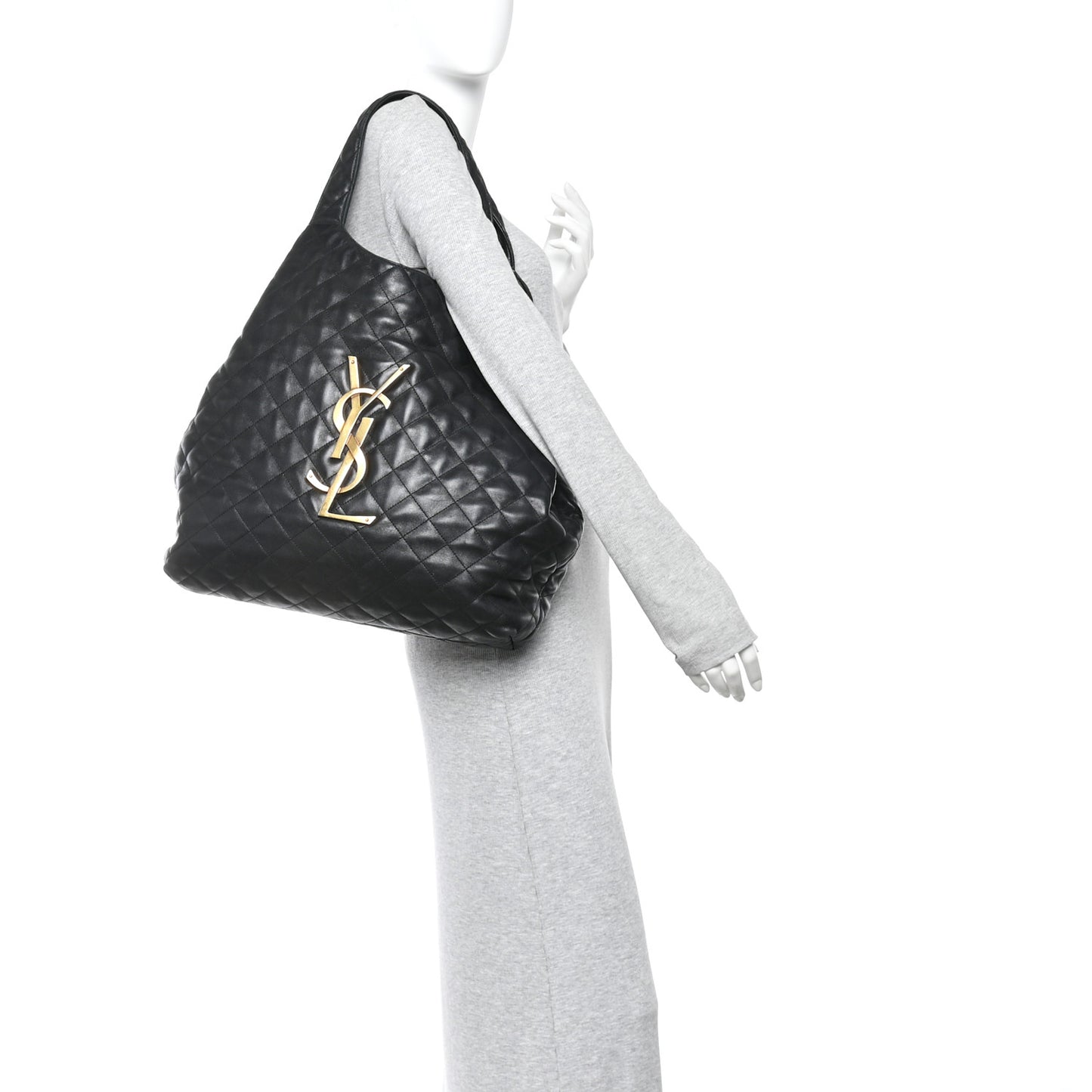 Lambskin Quilted Maxi Icare Shopping Tote Black