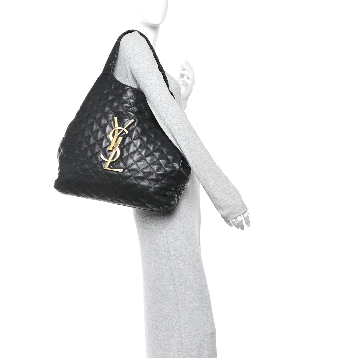 Saint Laurent Lambskin Quilted Maxi Icare Shopping Tote Black 2 of 14
