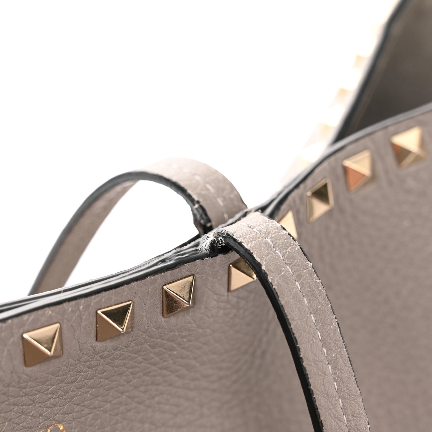 Grained Calfskin Rockstud Shoulder Tote Perla
