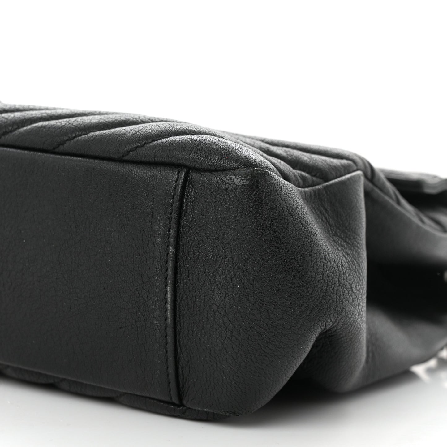 Sheepskin Matelasse Chevron Monogram Large College Satchel Black