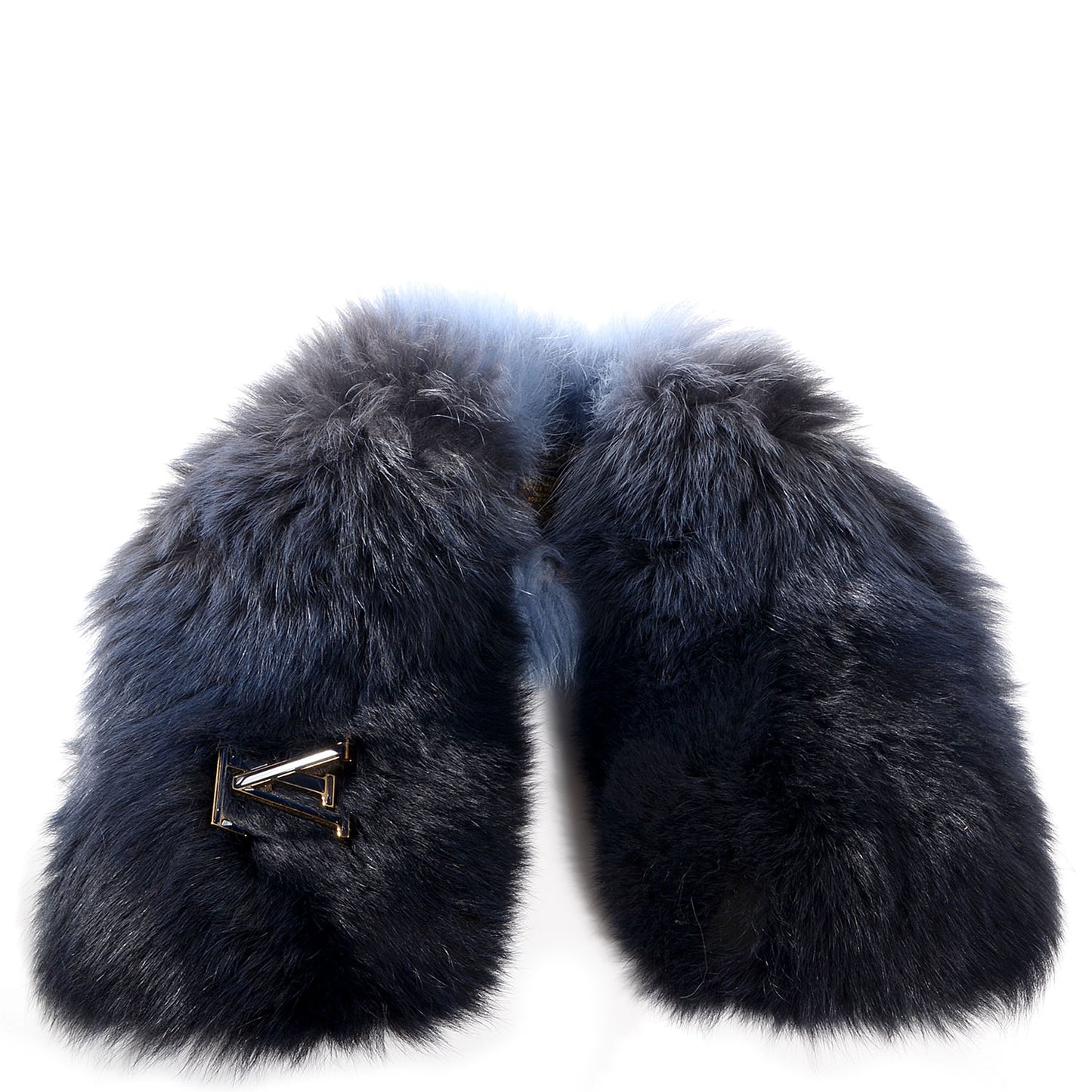 Nathalia Fox Fur Scarf Blue Nuit