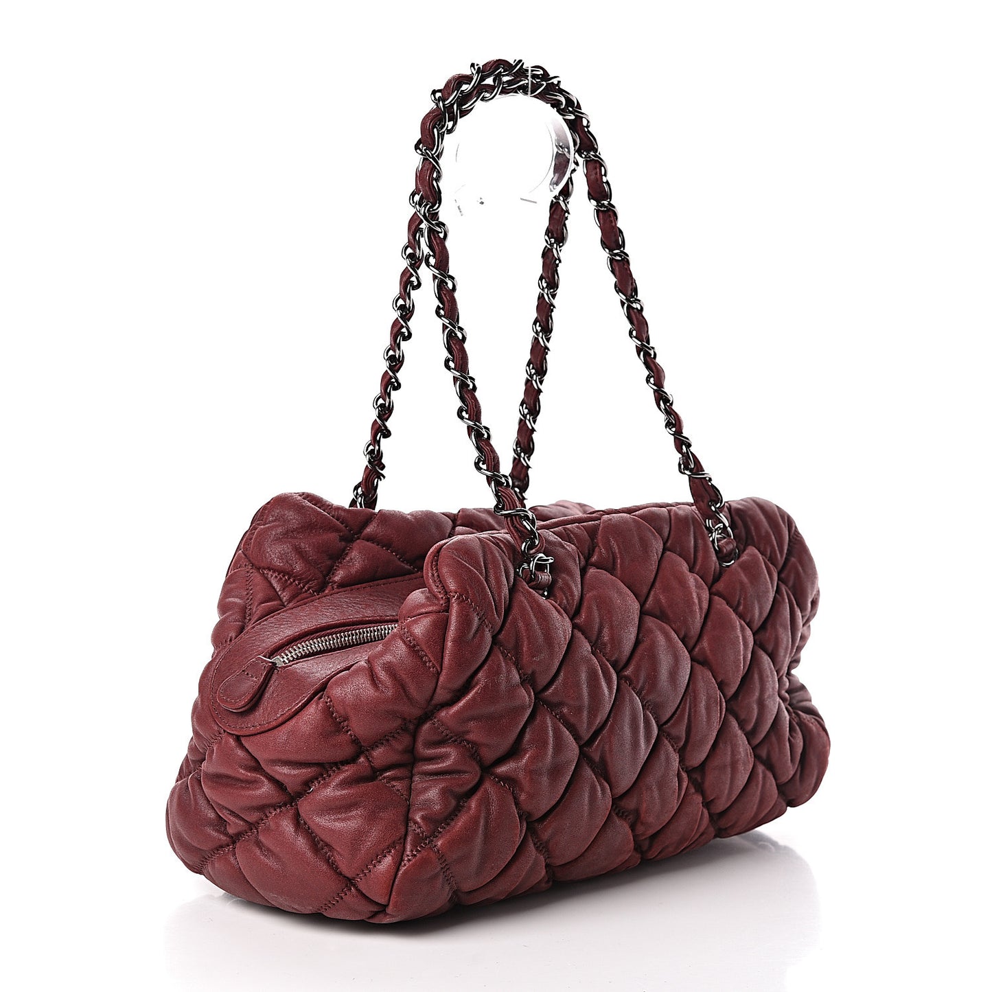 Leather Bubble Quilt Bowler Bordeaux