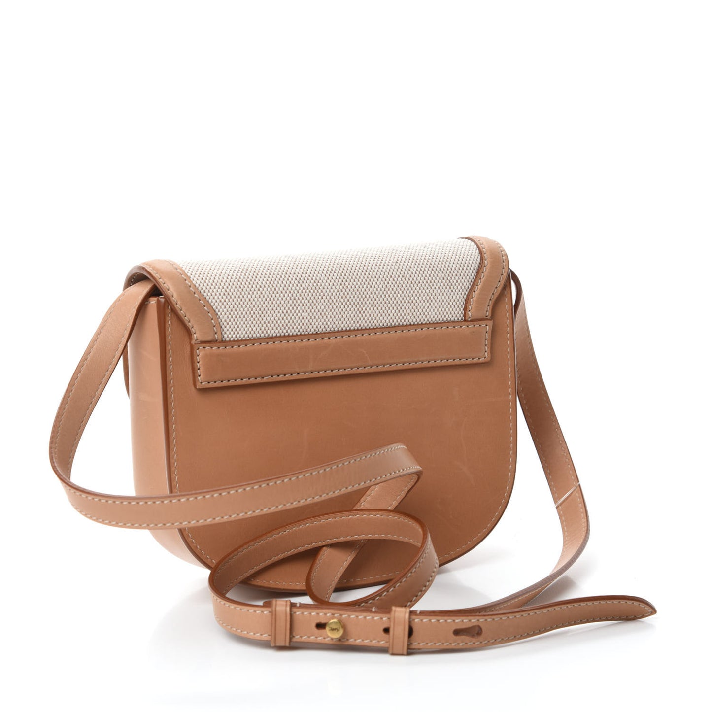 Smooth Calfskin Cotton Canvas Small Kaia Satchel Natural Beige