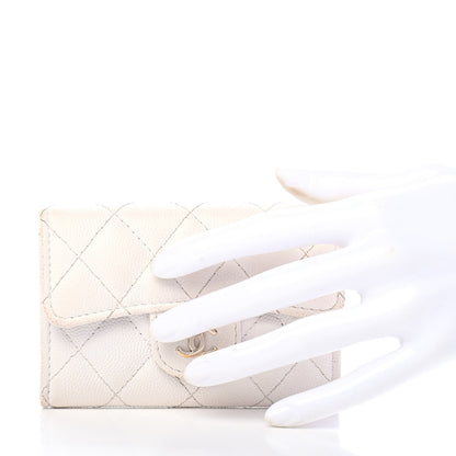 Chanel Caviar Quilted Flap Card Holder Wallet White 2 of 10
