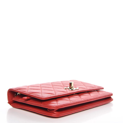 Chanel Lambskin Quilted Trendy CC Wallet On Chain WOC Red 4 of 10